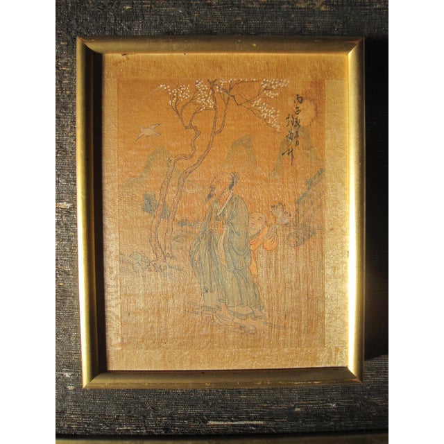 Framed Chinese Paintings on Silk, Pair For Sale - Image 6 of 8