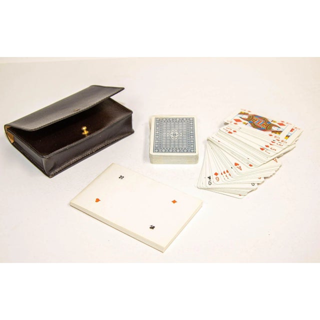 Vintage Leather Bridge, Poker Playing Card Game Case With 2 Card Decks