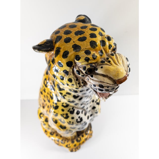 Mid-Century 32" Italian Terra Cotta Figure of a Leopard For Sale - Image 9 of 11
