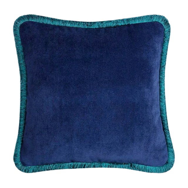 Happy Pillow in Blue Night and Teal from Lo Decor For Sale