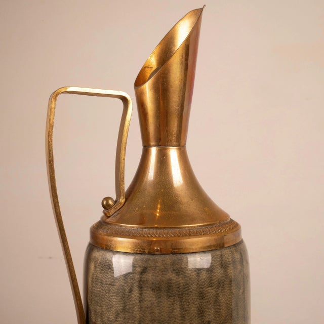 1960s Thermos in Gray Parchment and Brass by Aldo Tura, 1960s For Sale - Image 5 of 15
