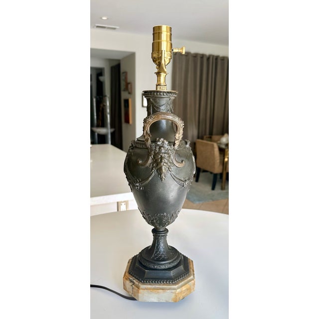 Late 19th Century Single Bronze Empire Satyr Head Table Lamp For Sale - Image 5 of 12