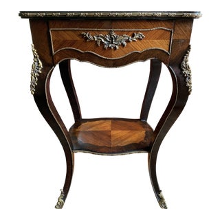 Antique Louis XV Tea /Occasional Table With Painted Cameo of Angel For Sale