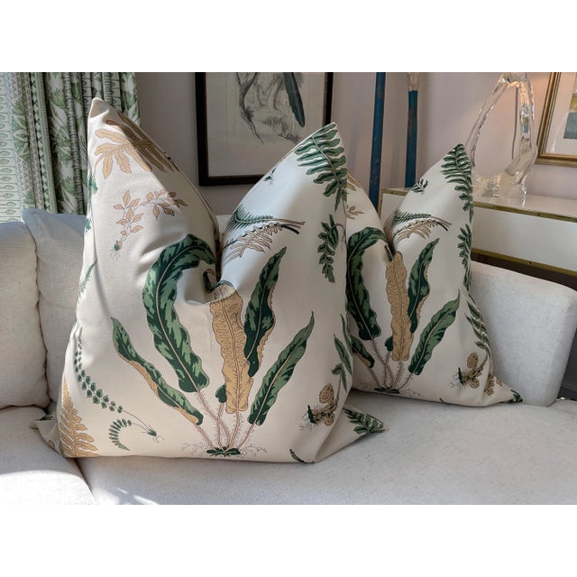 I love these indoor/ outdoor covers! This listing is for the off white and green colorway. Scalamandre's Elsie de Wolfe...