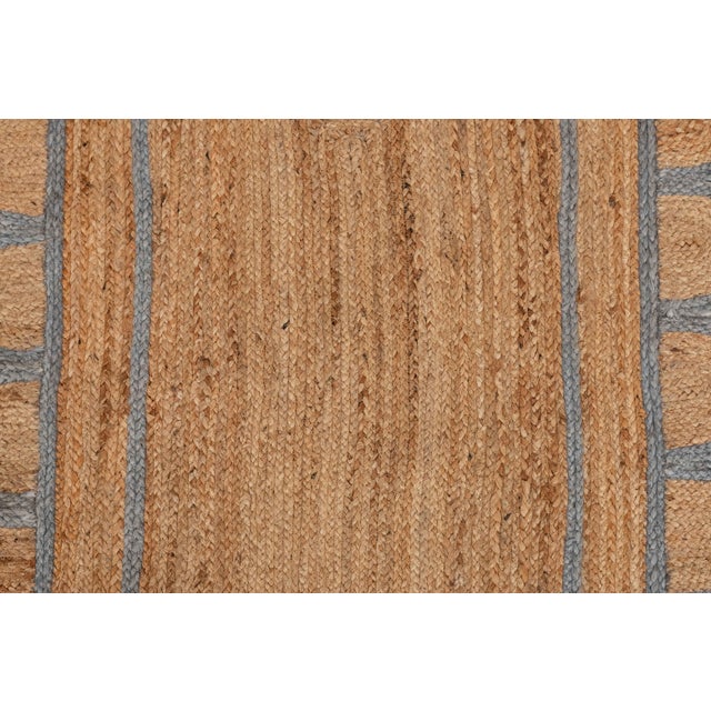 Grey Trim Jute Scallop Braided Handmade Rug - 9'x12' For Sale - Image 6 of 11