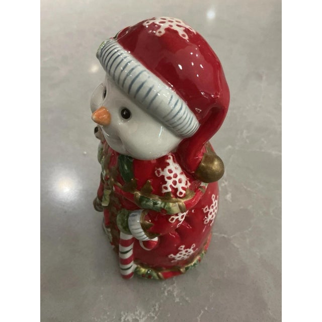 Fitz and Floyd Fitz and Floyd Christmas Snowmen Salt and Pepper Shaker, Retired 2005 For Sale - Image 4 of 5