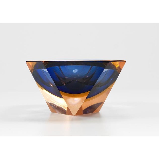Sommerso Caviar Murano Glass Diamond Bowl by Flavio Poli attributed to Seguso, Italy, 1960s For Sale - Image 12 of 18