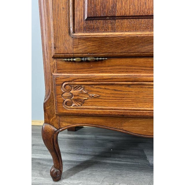 Wood Vintage French Louis XVI Style Carved Oak Cabinet with Drawer For Sale - Image 7 of 15
