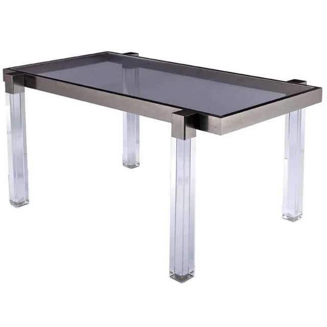 1960s 1960s Charles Hollis Jones "Box Line" Dining Table in Lucite and Nickel, Signed For Sale - Image 5 of 5
