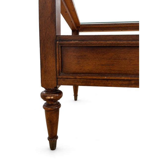 Brown Vintage 1980s Lexington Traditional Wood and Glass End Table With Drawer For Sale - Image 8 of 9