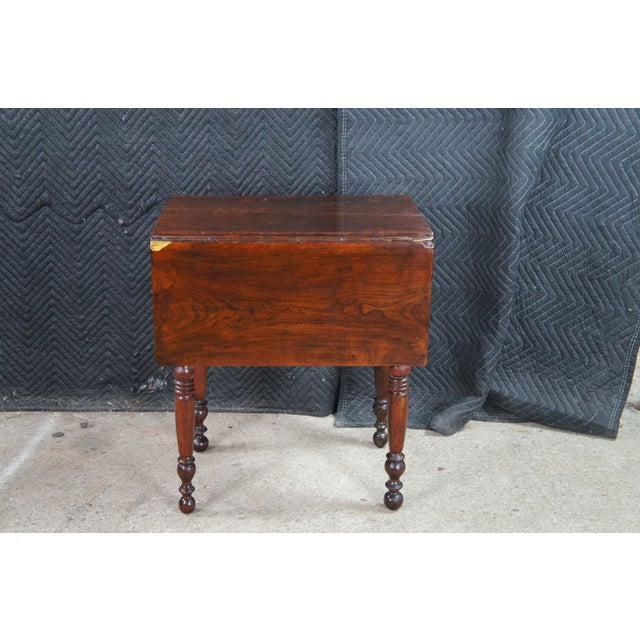 Wood Antique Early American Federal Cherry Drop Leaf Parlor Side Accent Table For Sale - Image 7 of 12