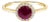 10K Yellow Gold Red Ruby and 1/10 Cttw Diamond Halo Ring For Sale