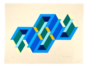 Ernst Helmstädter, Dual Object, 1981, Color Screen Print