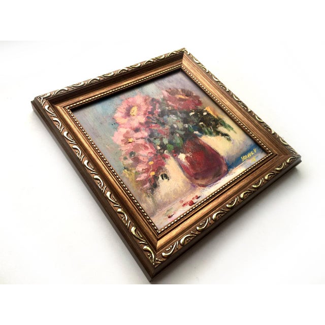 Framed Floral Original Painting Pink Daisies Bouquet Art Decor by Valeriya Serova For Sale - Image 10 of 12