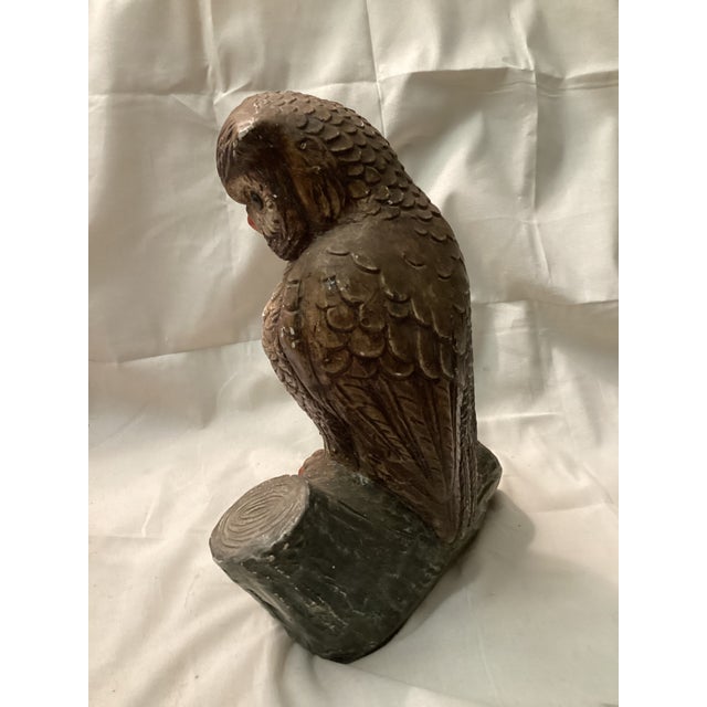 Large Vintage Ceramic Owl on Log Base For Sale - Image 4 of 6
