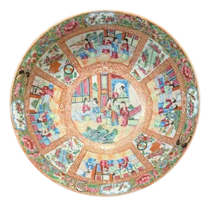 Late 19th Century Antique Qing Chinese Famille Rose Canton Porcelain Bowl