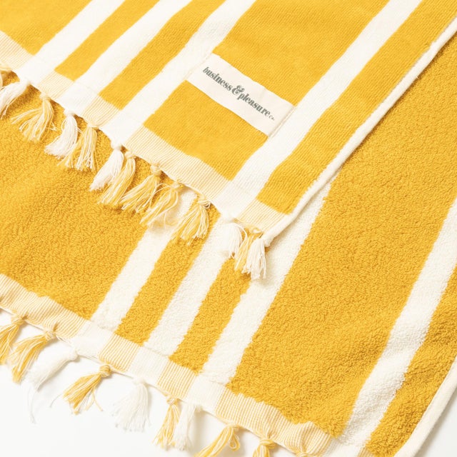 Premium Towel Vintage Yellow Stripe with Fringe Chairish