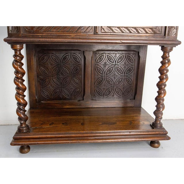 Wood French Neogothic Style Chestnut & Wrought Iron Buffet, Late 19th Century For Sale - Image 7 of 18