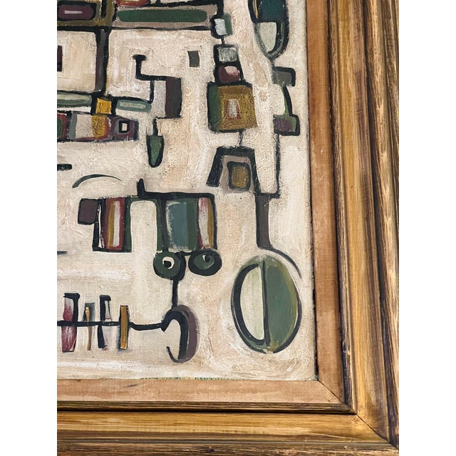 Contemporary Contemporary Abstract Cream Modern Tribal Motif Inspired Painting, Framed For Sale - Image 3 of 5