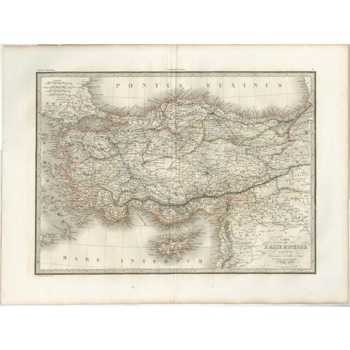 Antique Hand-Colored Engraved Map of Asia, Turkey and Levant by Lapie, 1838 For Sale - Image 9 of 9