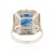 3.63ct Emerald-Cut Blue Sapphire Diamond Victorian Ring in 18k White Gold Size 4 For Sale - Image 12 of 18