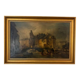 Sothebys Auction Framed Oil Painting - Traditional European Landscape For Sale