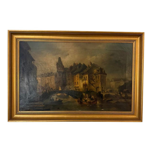 Sothebys Auction Framed Oil Painting - Traditional European Landscape For Sale