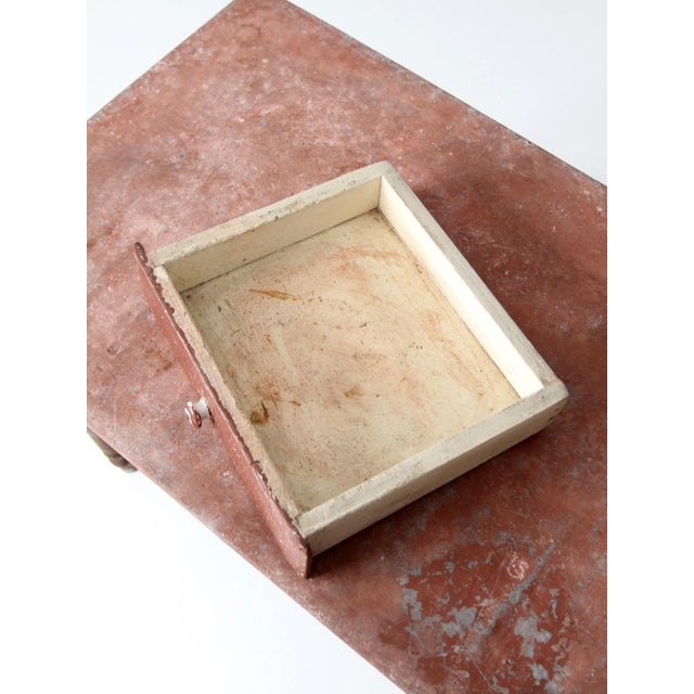 Antique Painted Farmhouse Table With Metal Top For Sale - Image 10 of 18