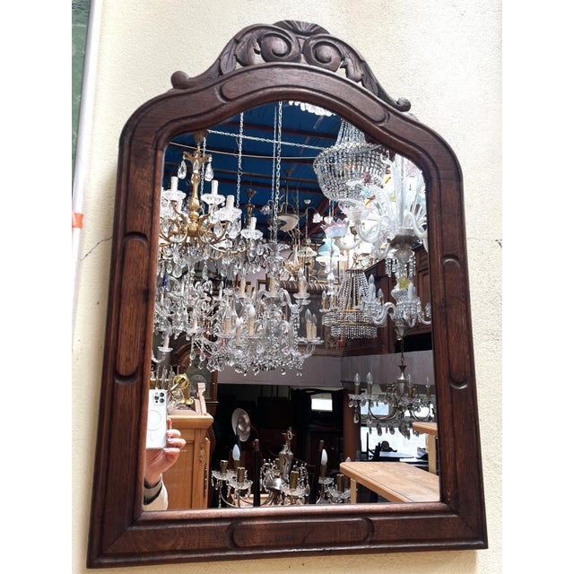 Neo-Baroque Mirror in Oak Frame with Wave Pattern, 1930s For Sale - Image 9 of 12