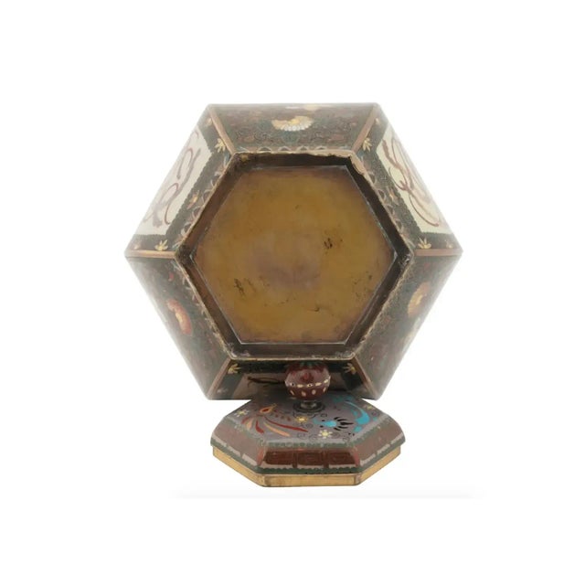 Antique Meiji Japanese Cloisonne Goldstone Lidded Jar Phoenix Birds and Flowers For Sale In New York - Image 6 of 6