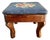 Antique French Country Style Mahogany Footstool With Floral Needlepoint Cushion For Sale