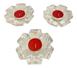 Reed and Barton Fiore Abstract Modern Clear Crystal Votives - Set of 3