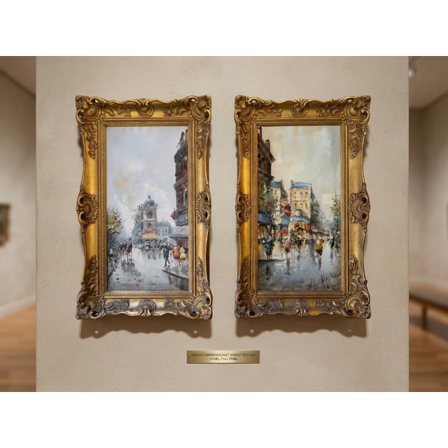 Mid 20th Century Original Antonio DeVity Framed Paris Street Scene Oil Paintings With Handwritten Artist Inscriptions - Pair For Sale - Image 12 of 12