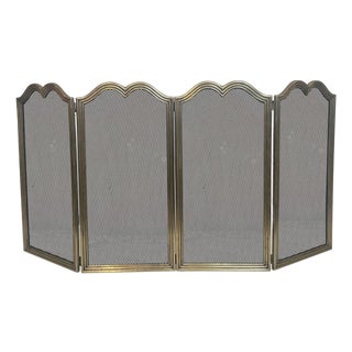 Neoclassical style brass fireplace screen and 4 grate panels For Sale