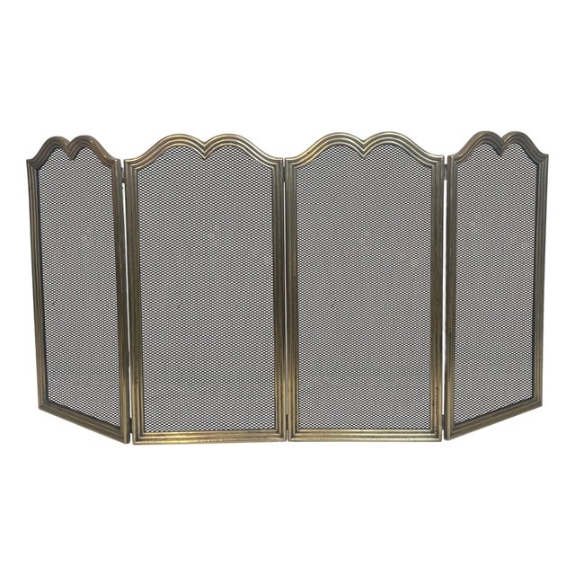 Neoclassical style brass fireplace screen and 4 grate panels For Sale