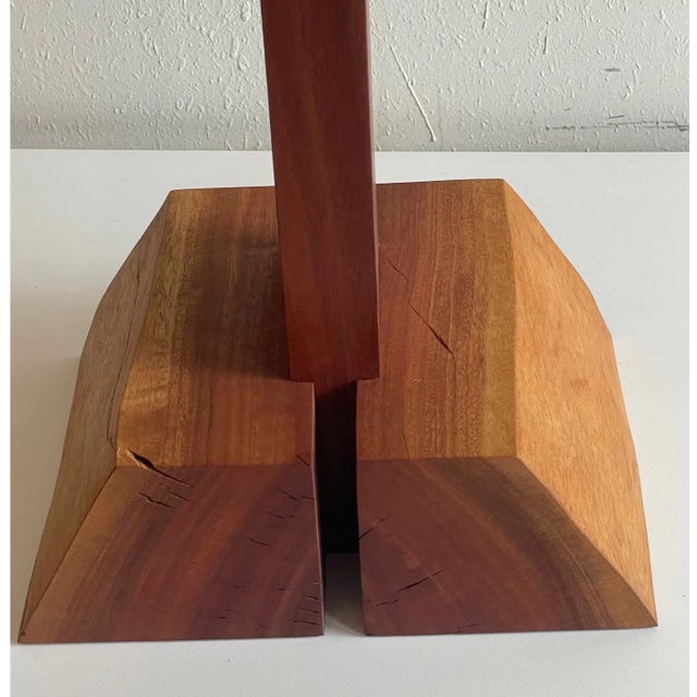 Wood Handcrafted Wooden Pedestal End or Side Table | 1980s Rustic For Sale - Image 7 of 10