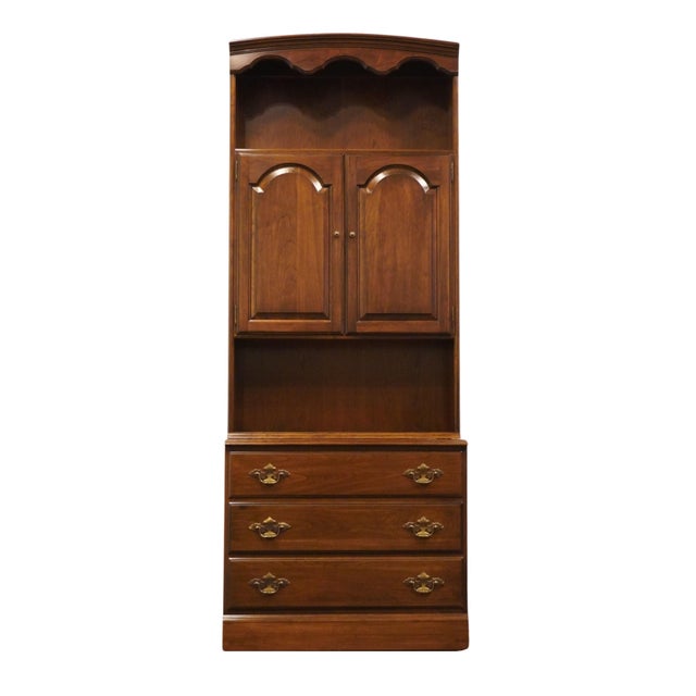 Traditional Ethan Allen Georgian Court Solid Cherry Traditional Style 30" Wall Unit / Chest W. Cabinet Bookcase 11-9009 / 11-9010 For Sale - Image 3 of 12