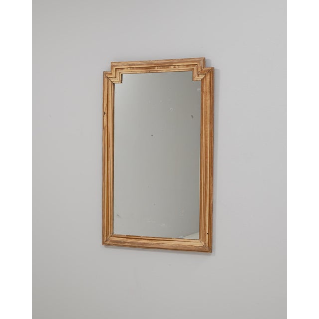 1900s French Geometric Stepped-Frame Wooden Wall Mirror For Sale - Image 9 of 18