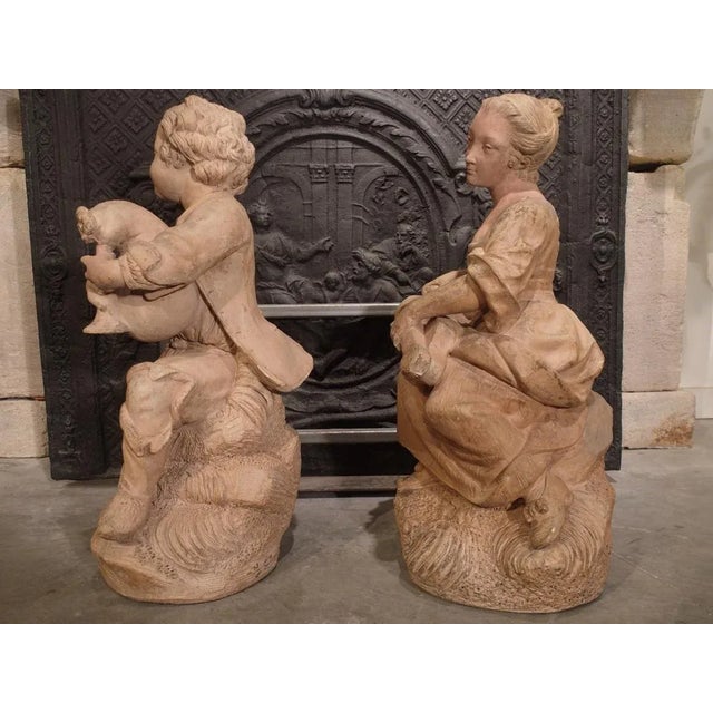 Antique Terra Cotta Statues, Paris, Circa 1880 - a Pair For Sale - Image 12 of 13