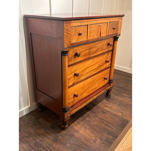 American Empire Curly and Bird’s Eye Maple Chest, Circa 1830. For Sale - Image 13 of 15