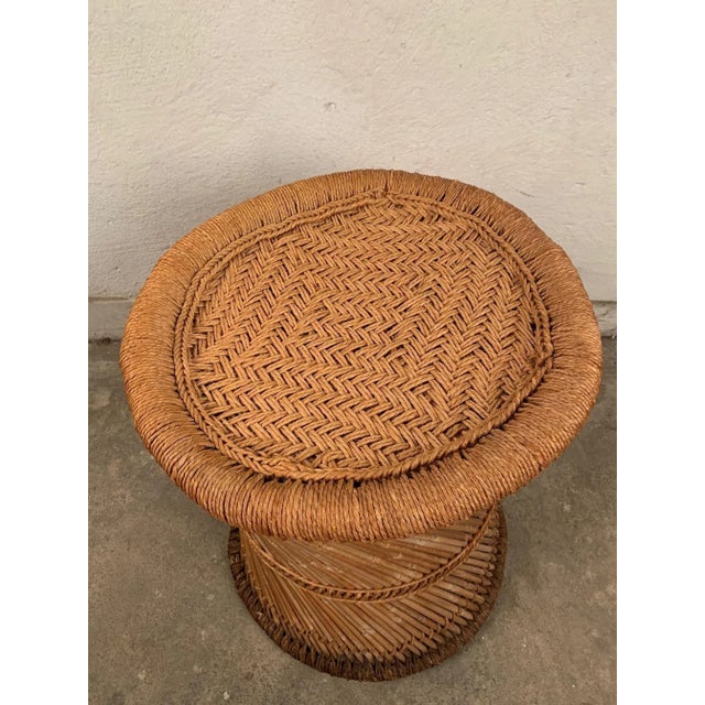 Stool, pouf from the 1960s. Fully original and very good condition. The stool is made of cane and the seat is made of...