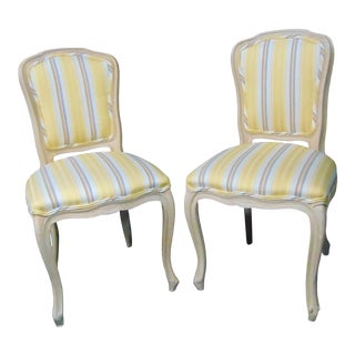 Louis XV Style White Maple Stripped Side Chairs - a Pair For Sale