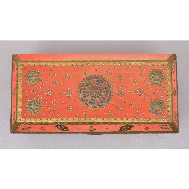 Textile Oriental Velvet Chest Brass Box, 1965 For Sale - Image 7 of 9