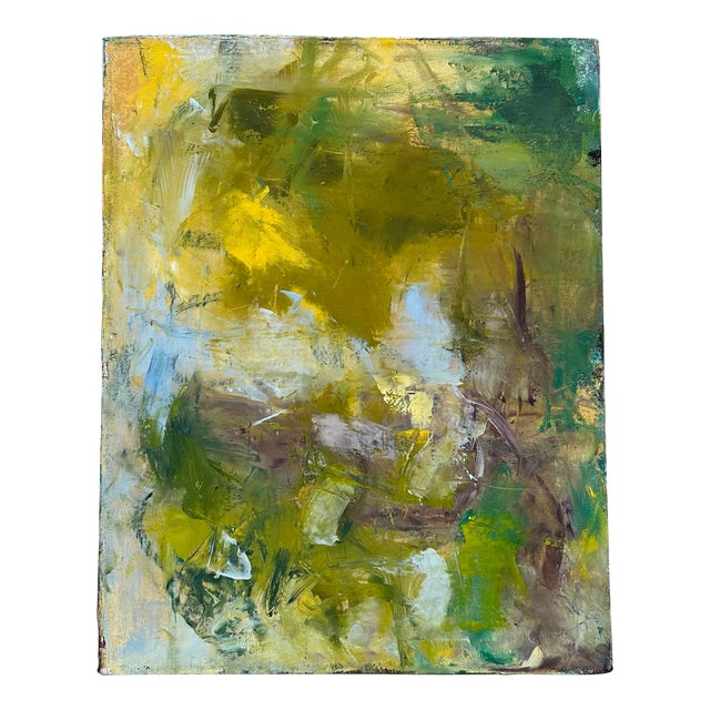 Vintage Boho Abstract Oil on Canvas For Sale