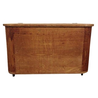 Vintage Carved Oak Storage Trunk For Sale