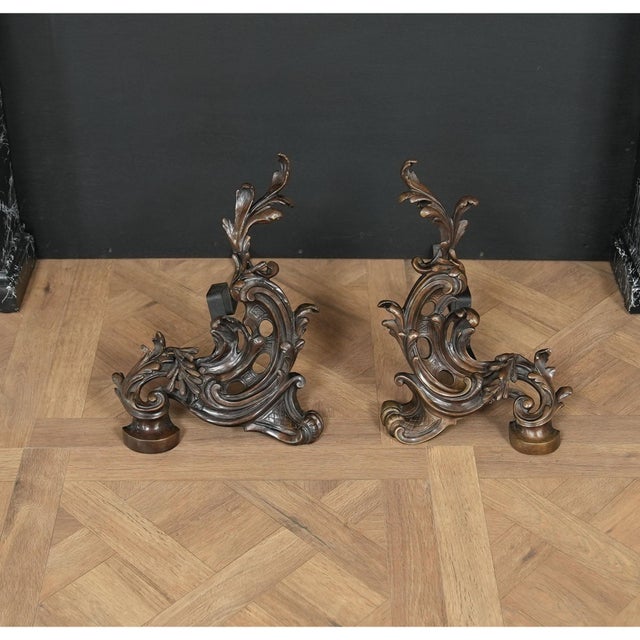 Pair Bronze and Iron, Fireplace Decorations For Sale - Image 4 of 7