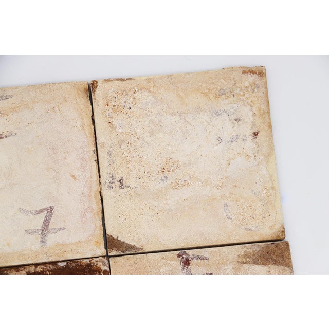 19th Century Set of Four Tiles Depicting Flowers and Rocailles , Portuguese Baroque For Sale - Image 14 of 14