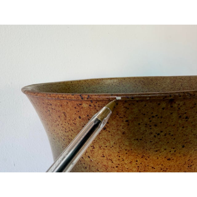 1980’s Vintage Organic Speckled Glazed Studio Pottery Planter / Vase For Sale - Image 12 of 12