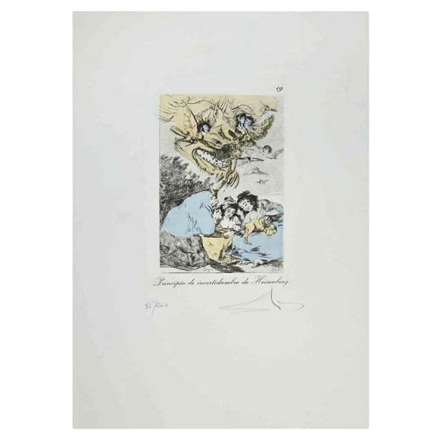 Salvador Dalí, Principio de Incertidumbre de Heisenberg, Etching, 1977 For Sale