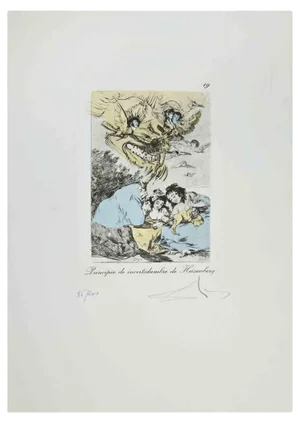 Salvador Dalí, Principio de Incertidumbre de Heisenberg, Etching, 1977